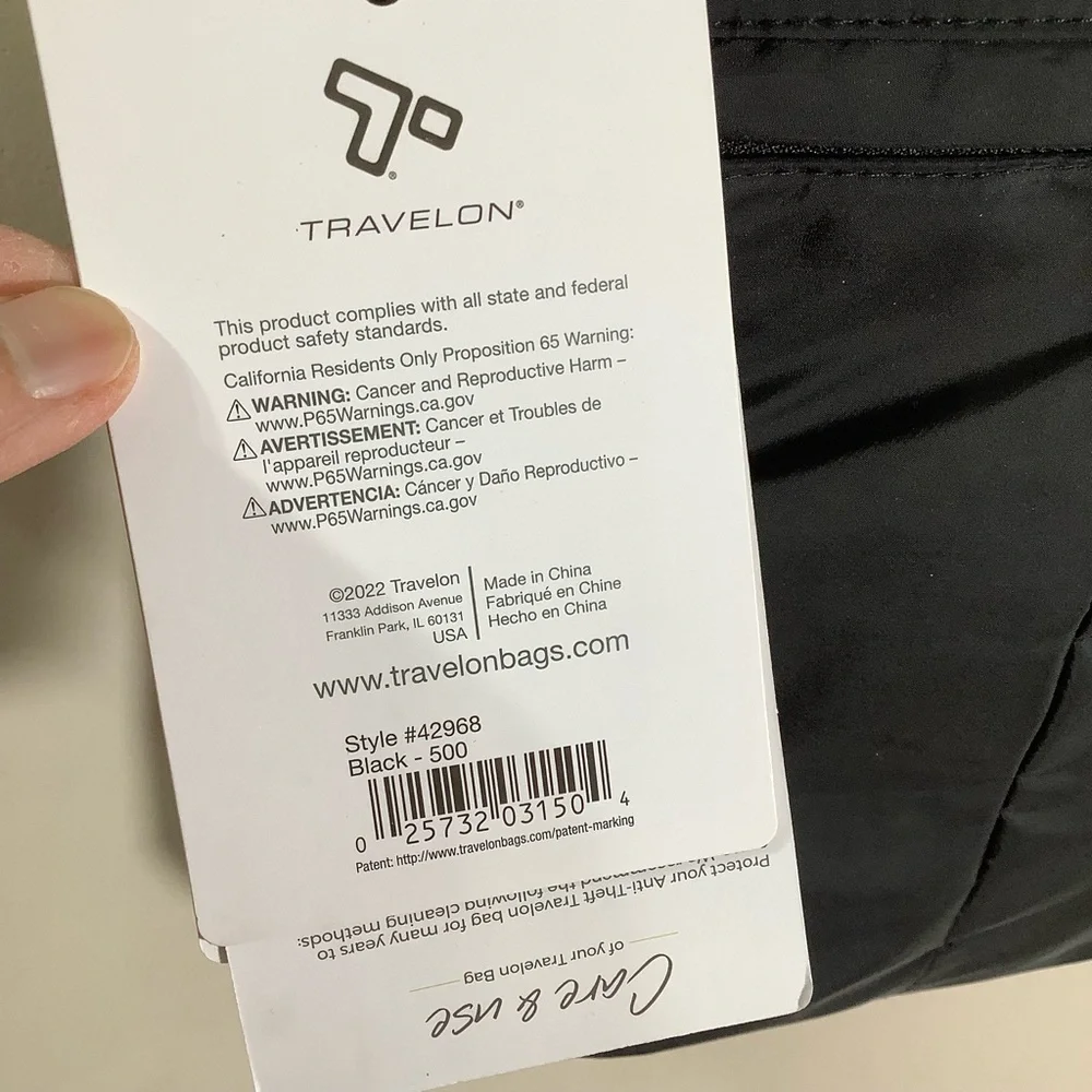Travelin Black Crossbody Slim Bag